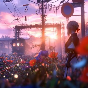 紫罗兰永恒花园-火车旁的薇尔莉特